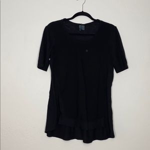Left of center rayon front panel long back tee